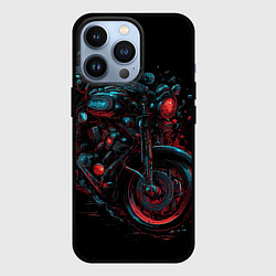 Чехол для iPhone 13 Pro Мотоцикл в стиле киберпанк, цвет: 3D-черный