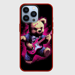 Чехол для iPhone 13 Pro Плюшевый медведь музыкант с гитарой, цвет: 3D-красный