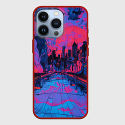 Чехол для iPhone 13 Pro Город в психоделических цветах, цвет: 3D-красный