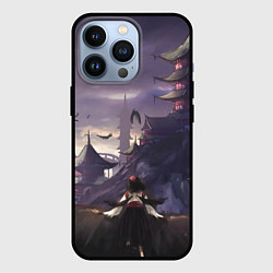 Чехол для iPhone 13 Pro Touhou Project Aya Шамеймару город на фоне, цвет: 3D-черный