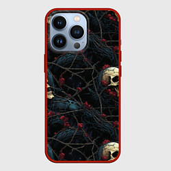 Чехол для iPhone 13 Pro Черепа в кустах с шипами, цвет: 3D-красный