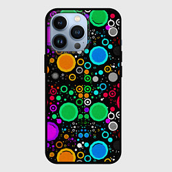 Чехол для iPhone 13 Pro Разноцветные круги, цвет: 3D-черный