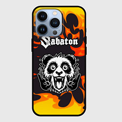 Чехол для iPhone 13 Pro Sabaton рок панда и огонь, цвет: 3D-черный