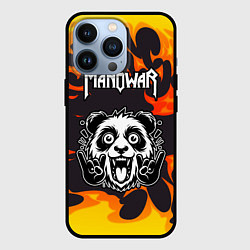 Чехол для iPhone 13 Pro Manowar рок панда и огонь, цвет: 3D-черный