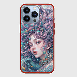 Чехол для iPhone 13 Pro Морская русалка, цвет: 3D-красный