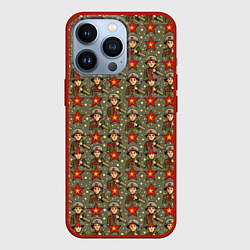 Чехол для iPhone 13 Pro 9 мая солдаты паттерн, цвет: 3D-красный
