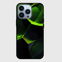 Чехол для iPhone 13 Pro Green neon abstract geometry, цвет: 3D-черный