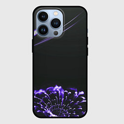 Чехол для iPhone 13 Pro Неоновый фиолетовый цветок в темноте, цвет: 3D-черный