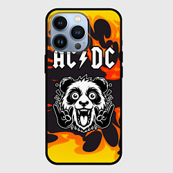 Чехол для iPhone 13 Pro AC DC рок панда и огонь, цвет: 3D-черный