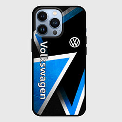 Чехол для iPhone 13 Pro Volkswagen - бело-синий треугольник, цвет: 3D-черный