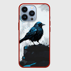 Чехол iPhone 13 Pro Ворон с чёрно-голубым оперением