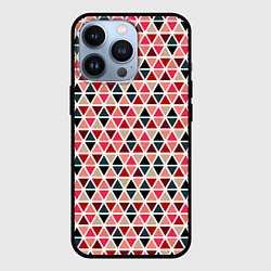 Чехол для iPhone 13 Pro Бирюзово-розовый геометричный треугольники, цвет: 3D-черный