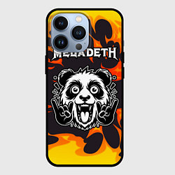 Чехол для iPhone 13 Pro Megadeth рок панда и огонь, цвет: 3D-черный
