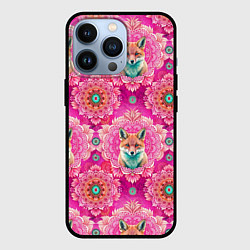Чехол iPhone 13 Pro Лисица и паттерн