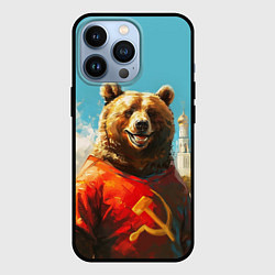 Чехол для iPhone 13 Pro Медведь с гербом СССР, цвет: 3D-черный