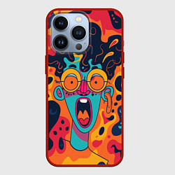 Чехол iPhone 13 Pro Красочная абстракция с синим кричащим лицом
