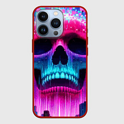 Чехол для iPhone 13 Pro Pixel skull blast brain - cyber city ai art, цвет: 3D-красный