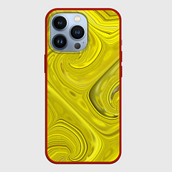 Чехол для iPhone 13 Pro Желтая абстракция, цвет: 3D-красный