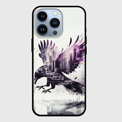 Чехол iPhone 13 Pro Черный ворон и город