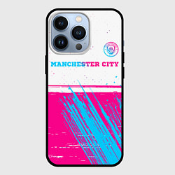 Чехол для iPhone 13 Pro Manchester City neon gradient style посередине, цвет: 3D-черный