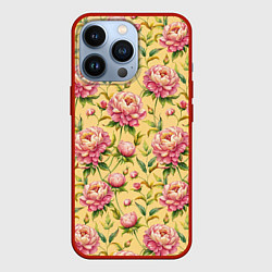 Чехол iPhone 13 Pro Крупные пионы садовые цветы бутоны паттерн