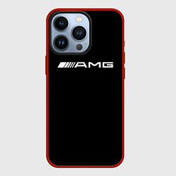 Чехол для iPhone 13 Pro Amg logo white, цвет: 3D-красный