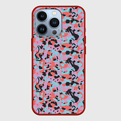 Чехол для iPhone 13 Pro Неоновый пиксельный камуфляжный паттерн, цвет: 3D-красный