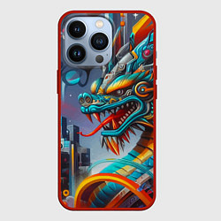 Чехол iPhone 13 Pro Фантастическая композиция с драконом - нейросеть