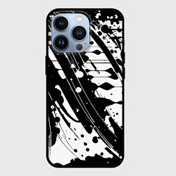 Чехол для iPhone 13 Pro Чёрно белая абстракция - кляксы, цвет: 3D-черный