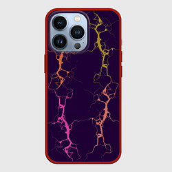 Чехол для iPhone 13 Pro Молнии на пурпурном, цвет: 3D-красный