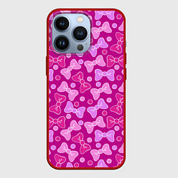 Чехол для iPhone 13 Pro Розовые бантики, цвет: 3D-красный