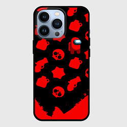 Чехол iPhone 13 Pro Among us x brawl stars steel