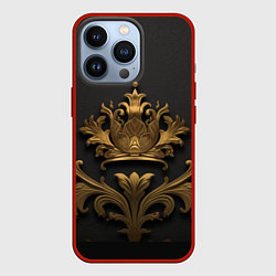 Чехол iPhone 13 Pro Объемная золотая корона с узорами