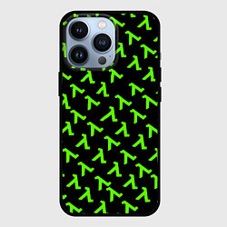 Чехол для iPhone 13 Pro Half life green logo, цвет: 3D-черный