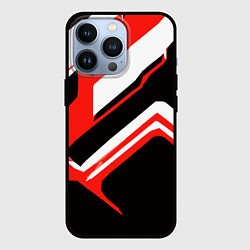 Чехол для iPhone 13 Pro Бело-красные линии на чёрном фоне, цвет: 3D-черный