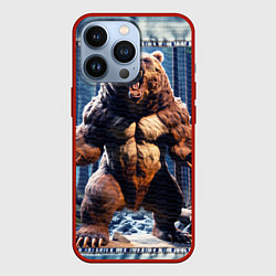 Чехол для iPhone 13 Pro Свирепый медведь, цвет: 3D-красный