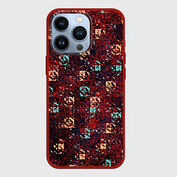 Чехол для iPhone 13 Pro Тёмный красный текстурированный кубики, цвет: 3D-красный