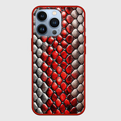 Чехол iPhone 13 Pro Змеиная объемная текстурная красная шкура