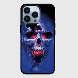 Чехол для iPhone 13 Pro Череп разъяренный кричащий - blue skull, цвет: 3D-черный