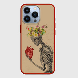 Чехол для iPhone 13 Pro Bone and heart, цвет: 3D-красный