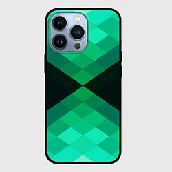 Чехол для iPhone 13 Pro Изумрудная мозаика, цвет: 3D-черный
