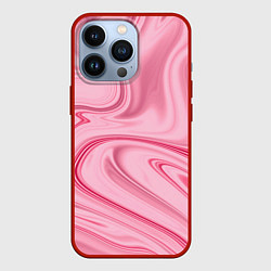 Чехол для iPhone 13 Pro Розовые разводы, цвет: 3D-красный