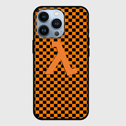 Чехол iPhone 13 Pro Half life клетка оранжевая
