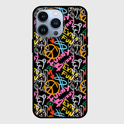 Чехол для iPhone 13 Pro Funny bunny color graffiti pattern, цвет: 3D-черный