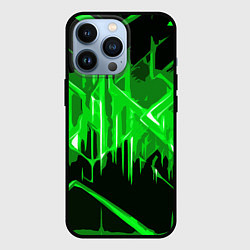 Чехол для iPhone 13 Pro Зелёная агрессивная абстракция на чёрном фоне, цвет: 3D-черный