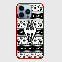 Чехол для iPhone 13 Pro The Elder Scrolls winter deer pattern, цвет: 3D-красный