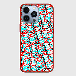 Чехол для iPhone 13 Pro Nirvana smile glitch, цвет: 3D-красный