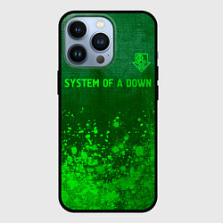 Чехол для iPhone 13 Pro System of a Down - green gradient посередине, цвет: 3D-черный