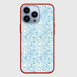 Чехол iPhone 13 Pro Дудл - паттерн звери рисованные лайнарт