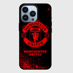 Чехол для iPhone 13 Pro Manchester United - red gradient, цвет: 3D-черный
